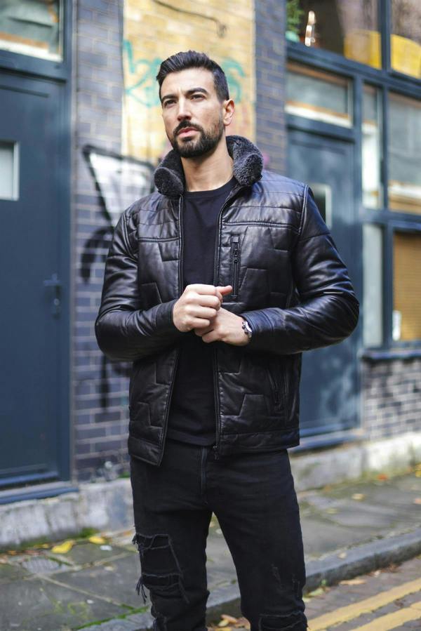 Infinity Leather Men's Leather Quilted Biker Jacket - Guayaquil