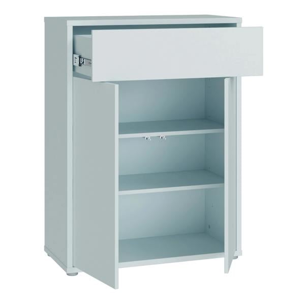 Furniture To Go Alice Springs Shoe Cabinet with 2 Doors Push-to-Open & 1 Drawer Push-to-Open in Light Grey
