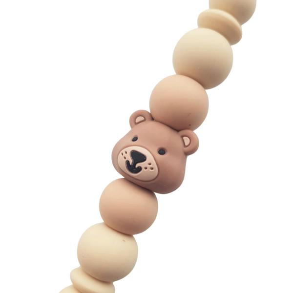 Chewies & More Chewies&more - Silicone Pacifier Teething Clip - Bear - Navaho Cream