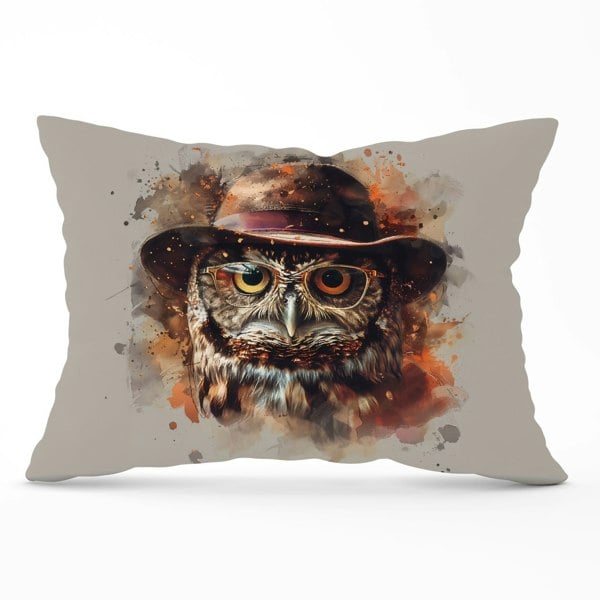 Warren Reed Owl With Hat And Glasses Cushions