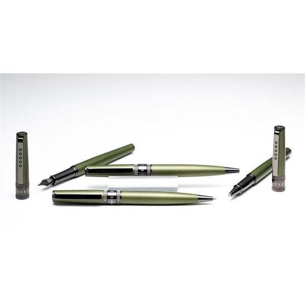 Tom Hessin Rebel Collection Garrison Green Fountain Pen With Gunmetal Trim & PVD Black Fine Nib