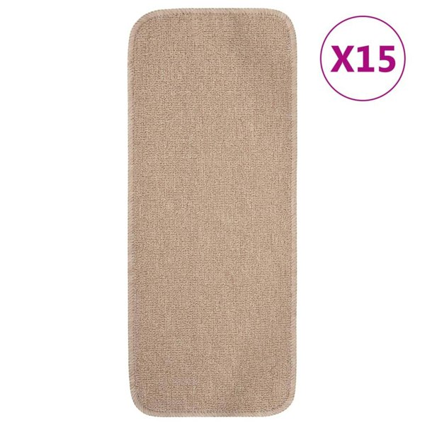 Berkfield Anti Slip Stair Mats 15 pcs 60x25 cm Beige Rectangular