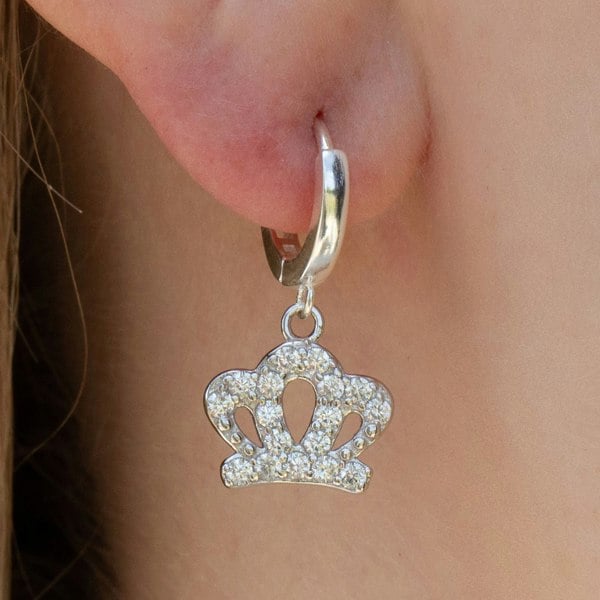 Mylee London Sterling Silver Crystal Crown Earrings