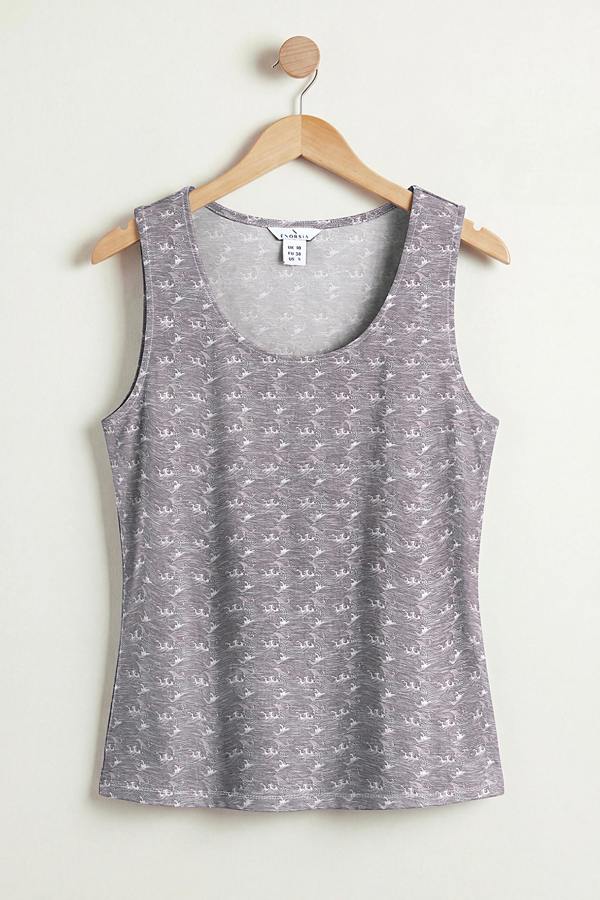 ENORSIA Wave-Printed Basic Scope Neck Vest