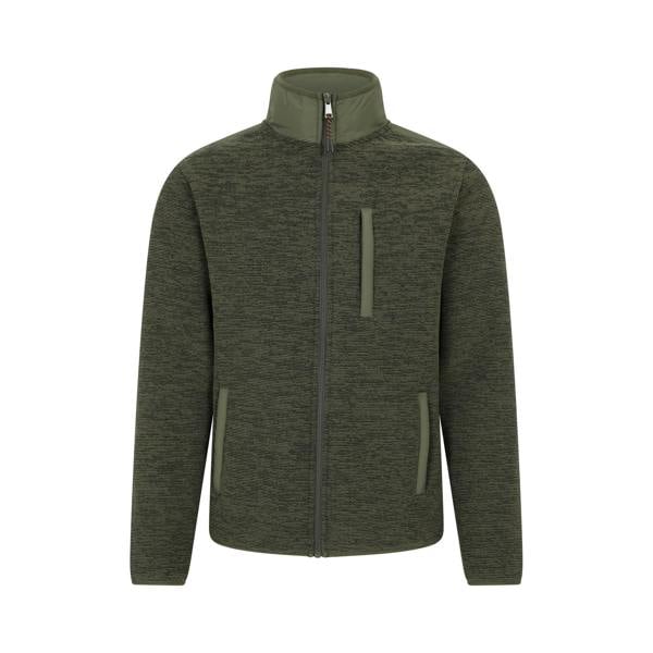Mountain Warehouse Mens Hayfield Faux Fur Lined Full Zip Fleece Top - Khaki Green