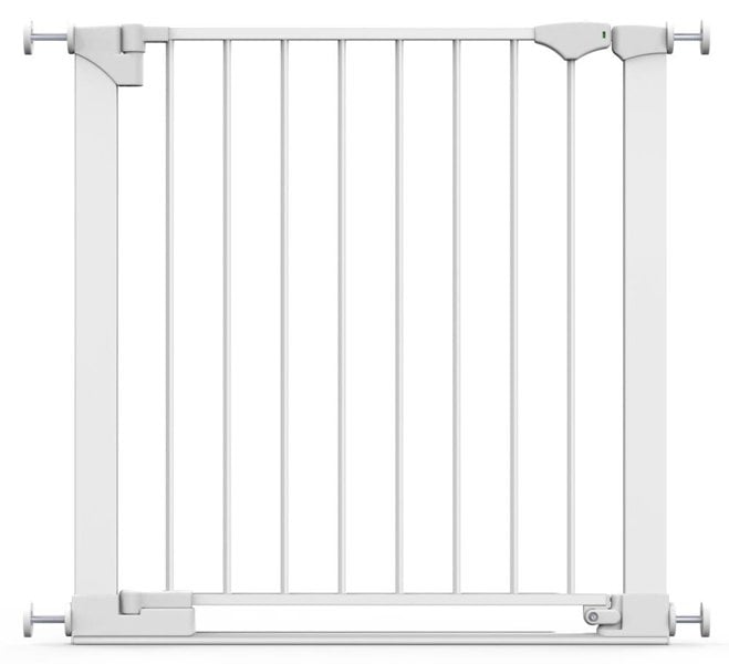 Safetots SafeStep Gate, White, 75cm - 82cm, Extra Low Walkthrough, Pressure Fit Safety Gate, Baby Gate for Stairs and Doors