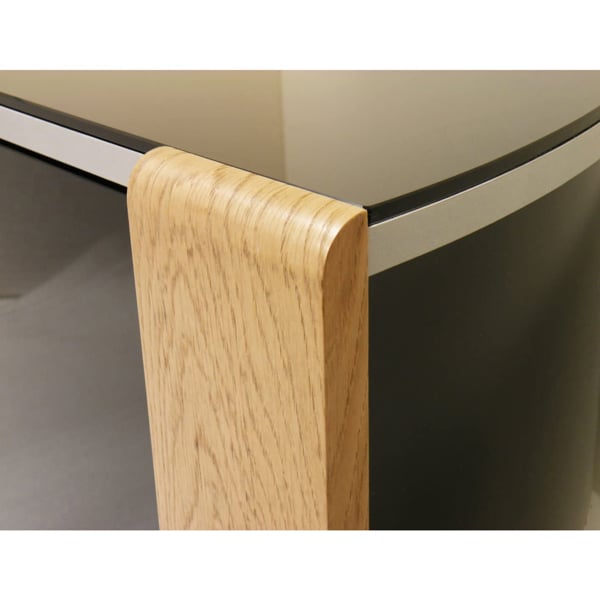 MDA Designs Sirius 1200 Black with Remote Friendly Beam Thru Glass Door and Walnut/Oak Profiles for up to 55" LCD/Plasma/LED Cabinet TV Stand