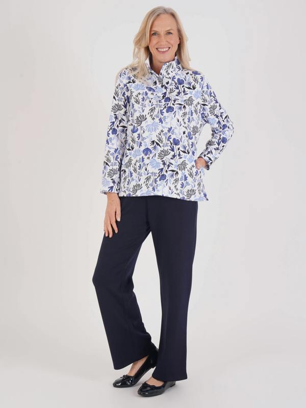 TIGI French Terry Floral Funnel Neck Top