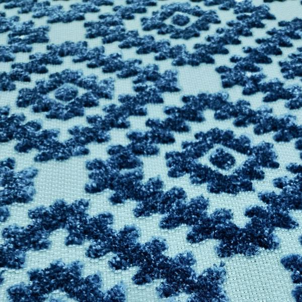 Outdoor Rug Navy Blue Diamond Large XL Small for Garden Patios Decking Gazebo Soft Woven Geometric Mat