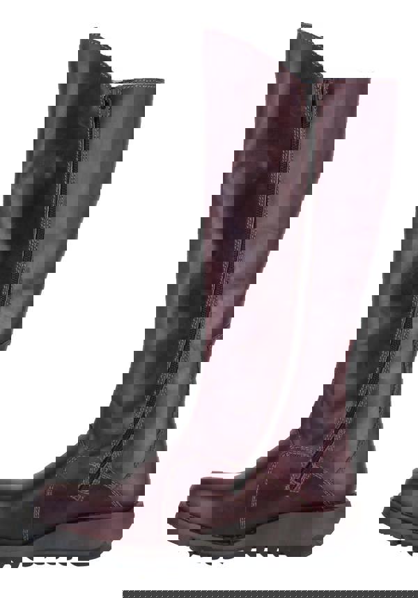 Fly London Mol 2 Womens Zip-Up Leather Wedged Knee High Leg Boots