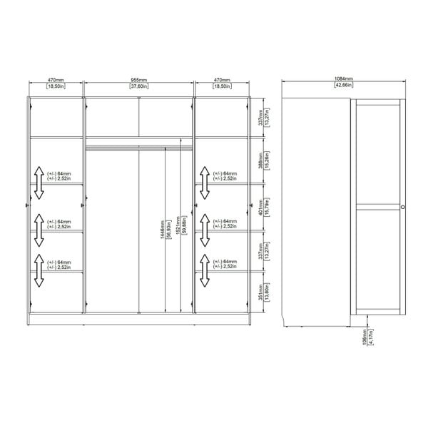 Wyld Haus Cherryfern Natural Oak Wood Wardrobe 4 Frame Doors