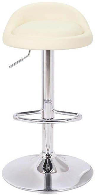 Lamboro Sofia Breakfast Bar Stool, Chrome Footrest, Height Adjustable Swivel Gas Lift, Home Bar & Kitchen Faux-Leather Barstool, Cream