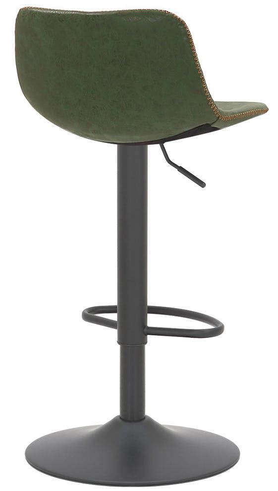 Lamboro Antico Faux Leather Kitchen Bar Stool, Matt Black Stem & Base, Adjustable Gas Lift With Backrest, Breakfast Bar Stool - Sage Green