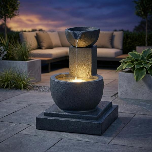 Garden Greatness Fengshui Falls Hybrid Solar Garden Water Feature