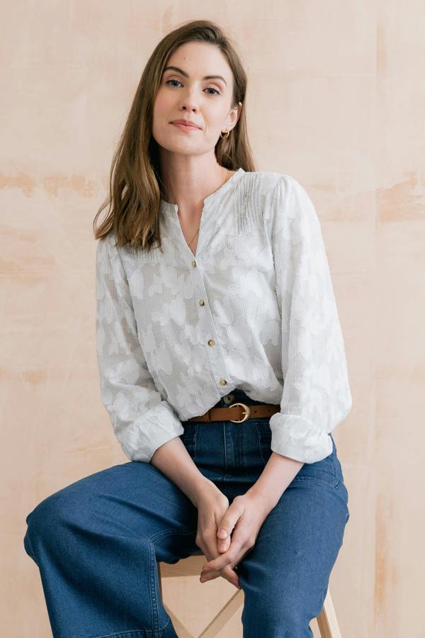 Poplar Cotton Jacquard Blouse Laurel