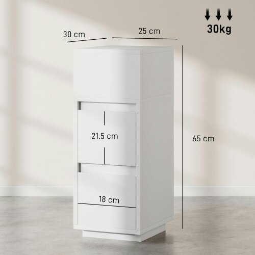 Wyld Haus Nineso Valu White Slim Bedside Table With 2 Drawers And Open Shelf