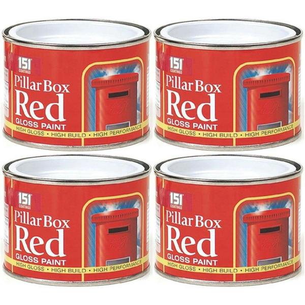 151 4X Pillar Box Red Paint Tin 180ml