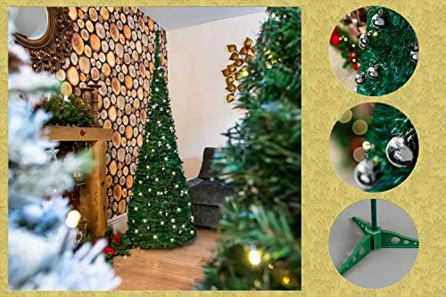 4ft, 5ft and 6ft Pre-Lit Pop Up Christmas Trees with Silver Baubles and Warm White LED Lights image 3