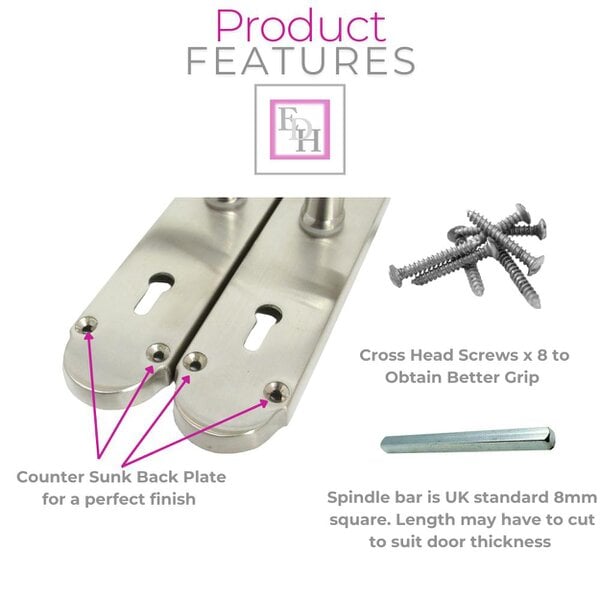 EDH Door Hardware Epsom Satin Nickel Internal Door Handle Set on 170mm Back Plate