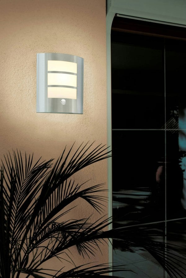 EGLO City Stainless-Steel Exterior Wall Light With Sensor