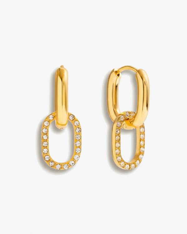 Elk & Bloom Dainty 14k Gold Gemstone Double Loop Hoops