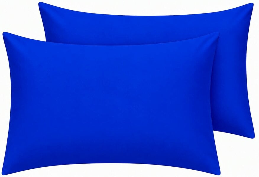 Night Zone Housewife Polycotton Pillowcases Pair – Plain Dyed Easy Care Bed Linen - Royal Blue