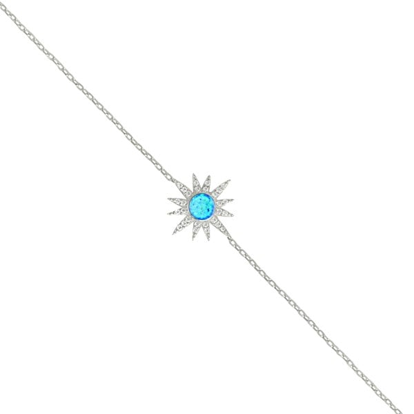 Spero London Blue Opal Sun Sterling Silver Bracelet