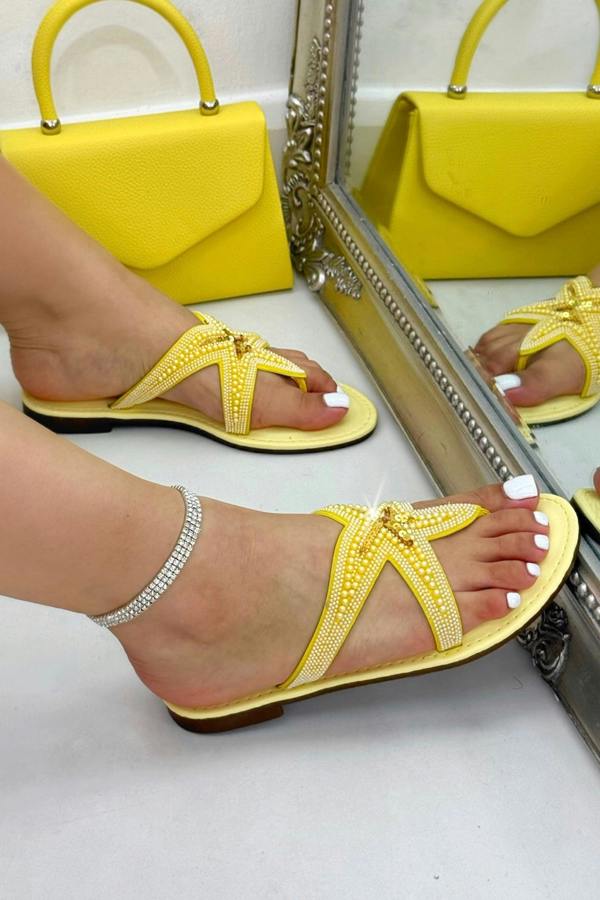 Crystal Starfish Mirage Flip Flops Yellow
