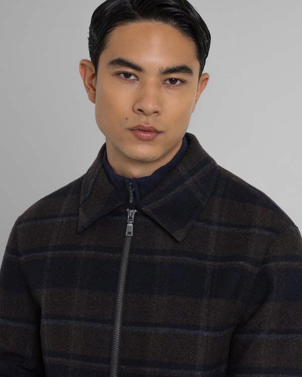 Steel & Jelly Malham - Check Wool Blend Harrington Jacket