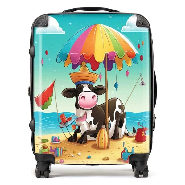 Warren Reed Cow On A Beach Holiday Suitcase