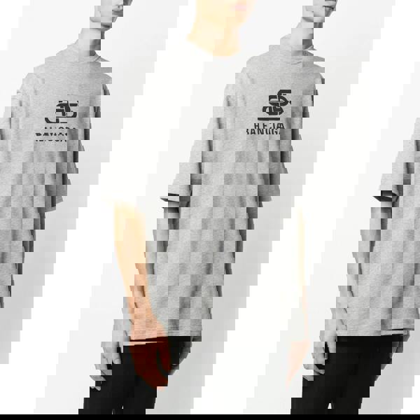 Balenciaga BB Logo Printed T-Shirt   in  Grey