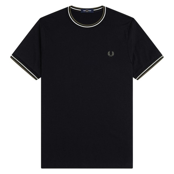Fred Perry Twin Tipped T-Shirt - Black/Ecru/Laurel Wreath Green
