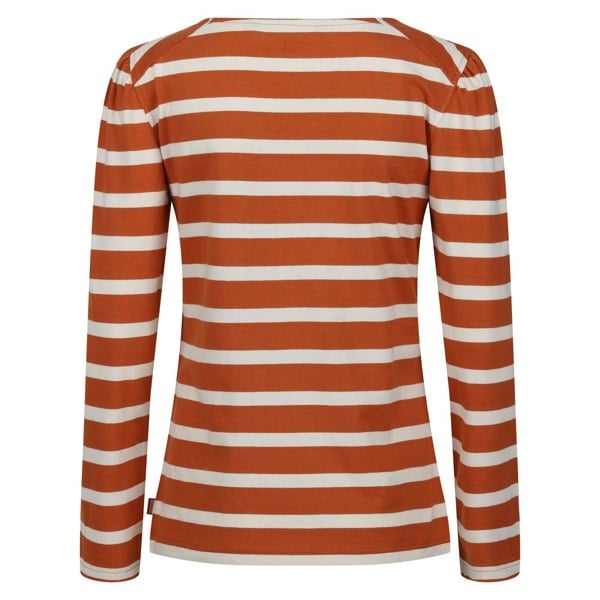 Regatta Women's Federica Stripe Long-Sleeved T-Shirt - Burnt Copper/Light Vanilla