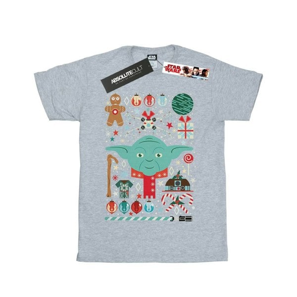 Star Wars Boys Yoda Christmas T-Shirt - Sports Grey