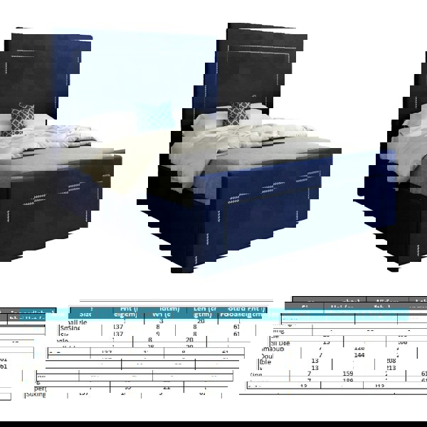 Casa Magna Lucca Upholstered Soft Velvet Bed Frame - Blue