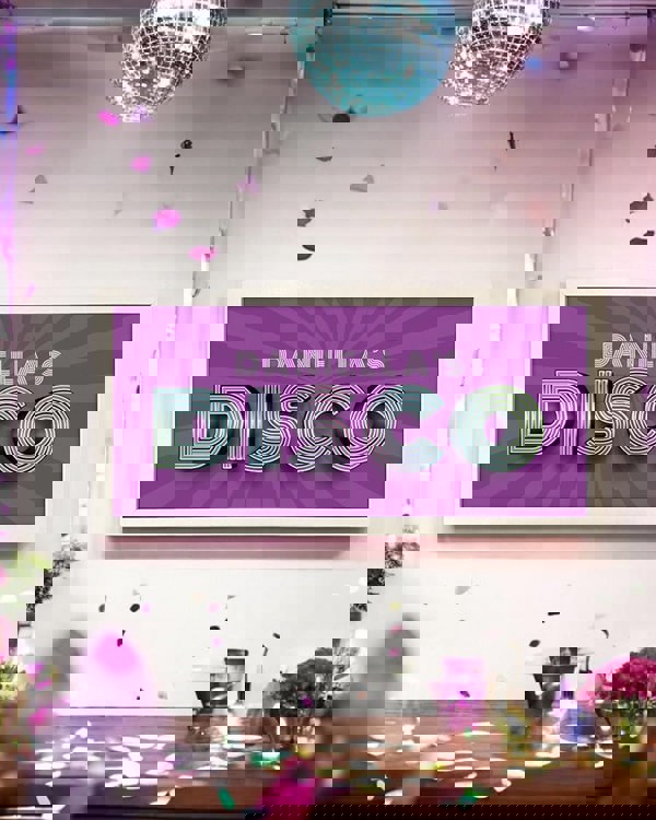 Personalised Disco Wall Art Print - Framed Retro Sign for Home or Party