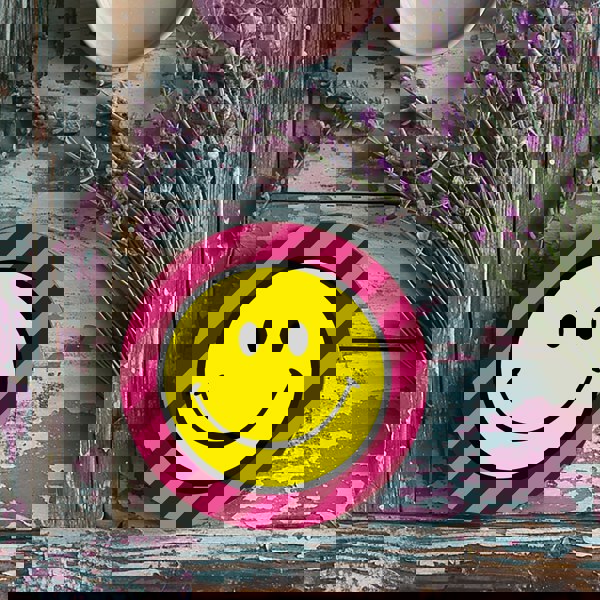 Love Frankie Helter Skelter Smiley Face Coasters - Raspberry Ripple