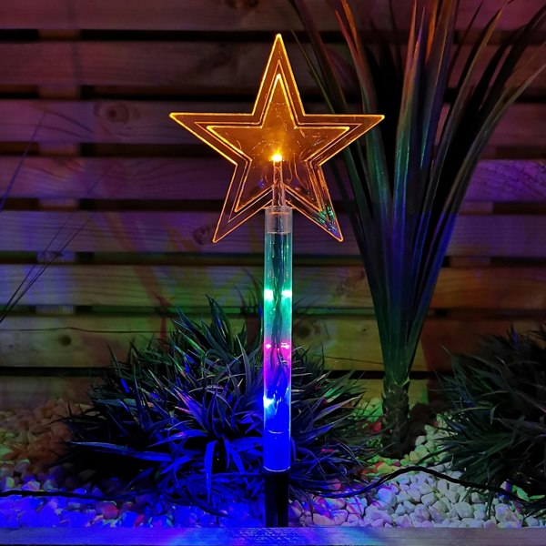 Samuel Alexander Set of 8 Battery Operated LED Multi Coloured Star Path Lights Christmas Decoration with Timer