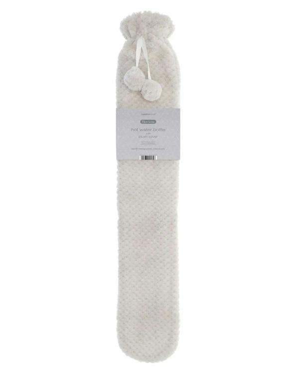 Beige LONG Popcorn Plush Hot Water Bottle
