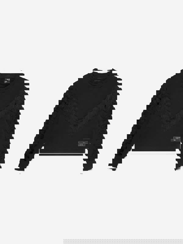 Balmain Girls Fringed Sweatshirt in Black