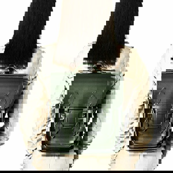 Zatchels Handmade Leather City Backpack - Ivy Green