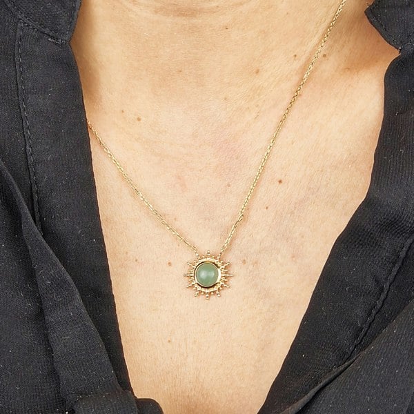 18ct Gold Vermeil Plated Aventurine Healing Stone Necklace