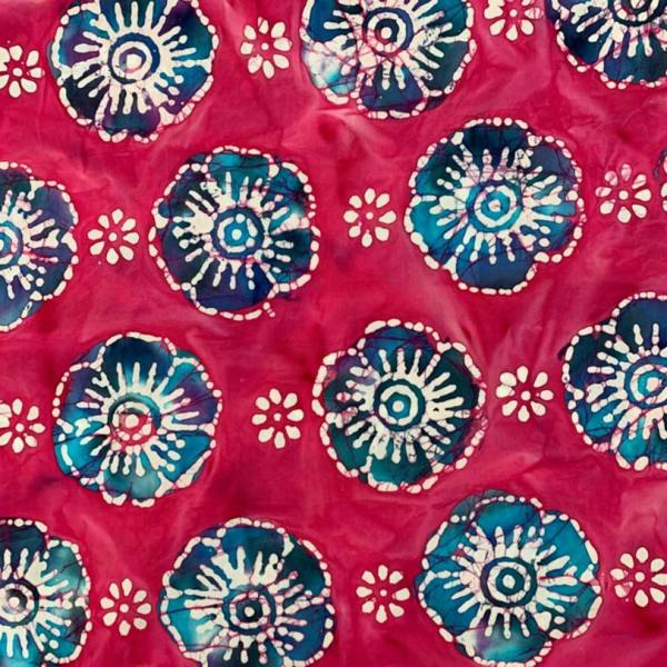 Minerva Pink Cotton Batik Dressmaking & Quilting Fabric per metre, 110cm / 43" Wide
