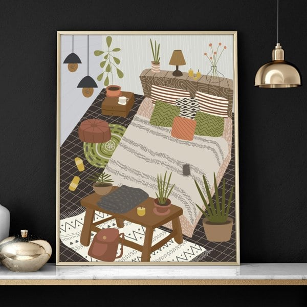 Wall pictures living room | set of 3 Bohemian art prints