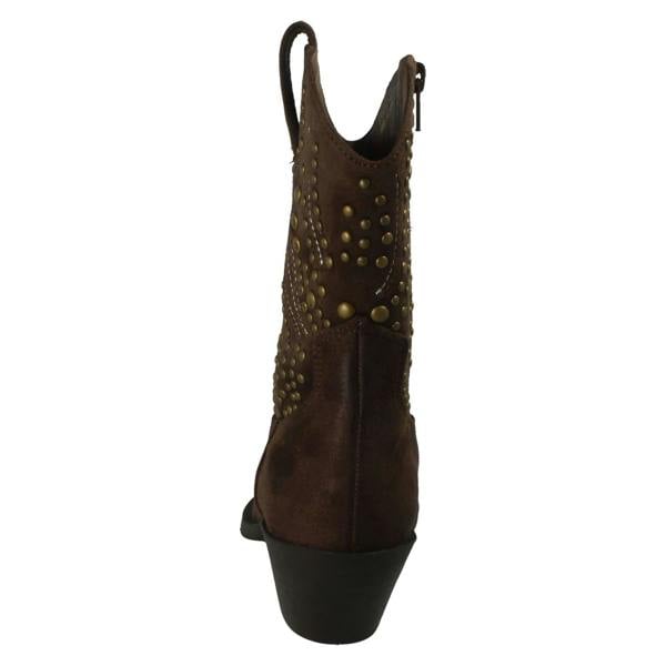 Spot On Ladies Spot On Stud Detailed Small Heel Zip Ankle Cowboy Boots F51257