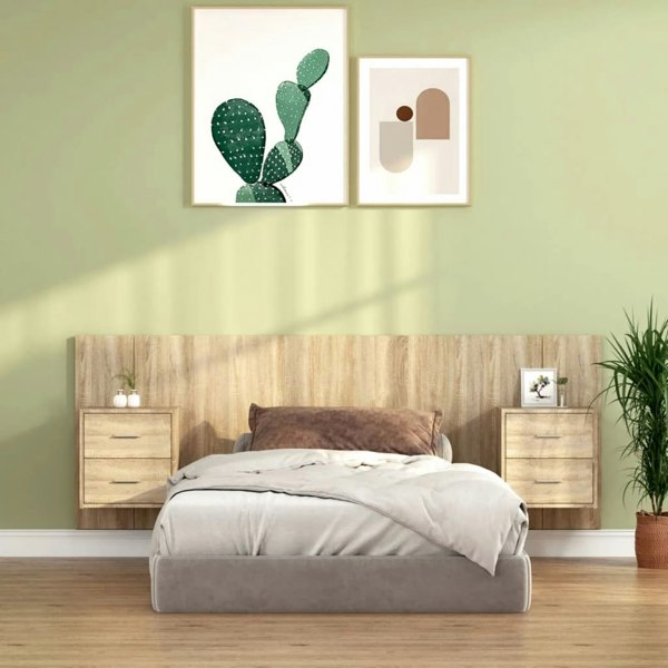 Berkfield Bed Headboard with Cabinets Sonoma Oak Engineered Wood
