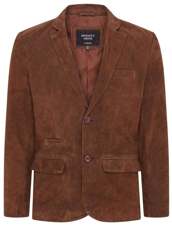Infinity Leather Mens Slim Goat Suede Italian Blazer Jacket-Somero