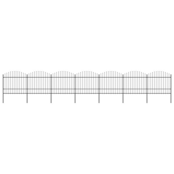 Berkfield Garden Fence with Spear Top Steel (1.5-1.75)x11.9 m Black