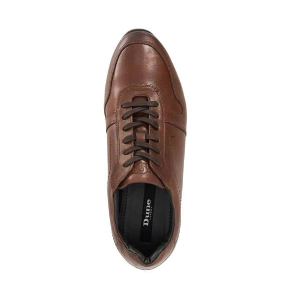 Dune London Mens Tris Leather Trainers - Brown - 