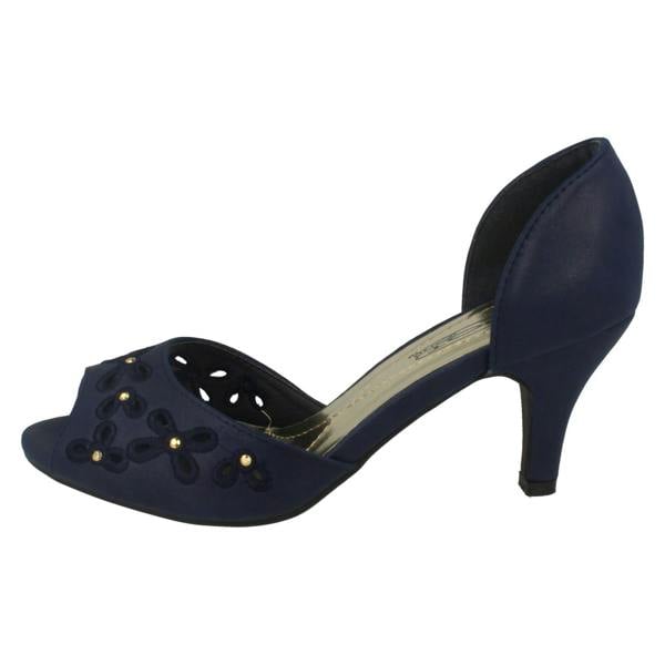 Spot On Ladies Spot On Peep Toe Slip On Court Shoe